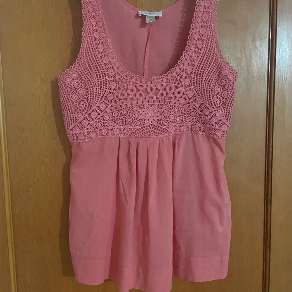 LOFT Coral Crochet Lace Blouse